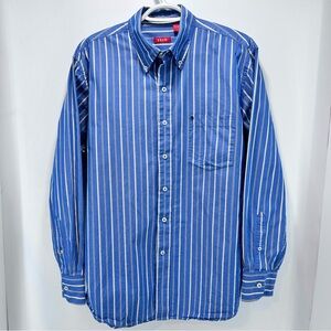 Izod Men's Long Sleeve Button Down Medium Casual Shirt Striped